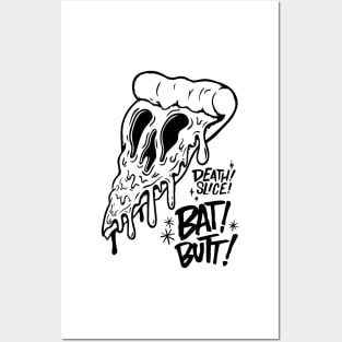 death slice bat butt skeleton creepy dead animation food pizza cream mozzarella art cool love Posters and Art